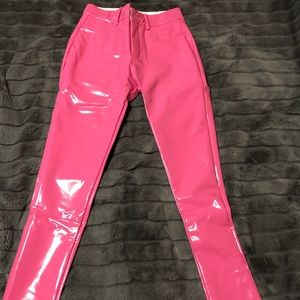 Pink latex pants trendy